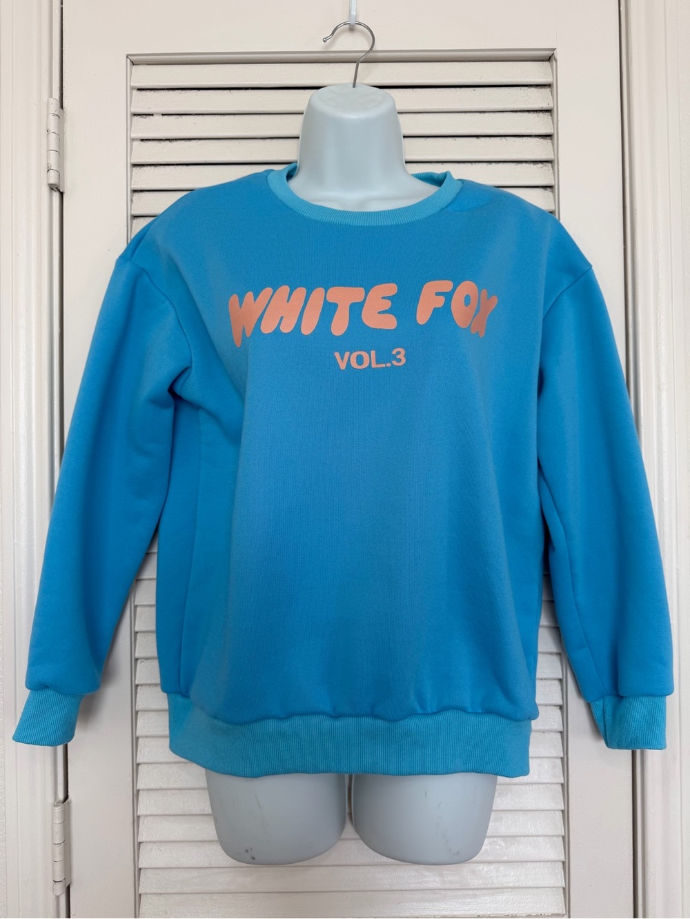 WHITE FOX VOL.3 Oversized Blue Sweatshirt Cozy Y2K Korean Style Pullover Size S - Picture 2 of 8
